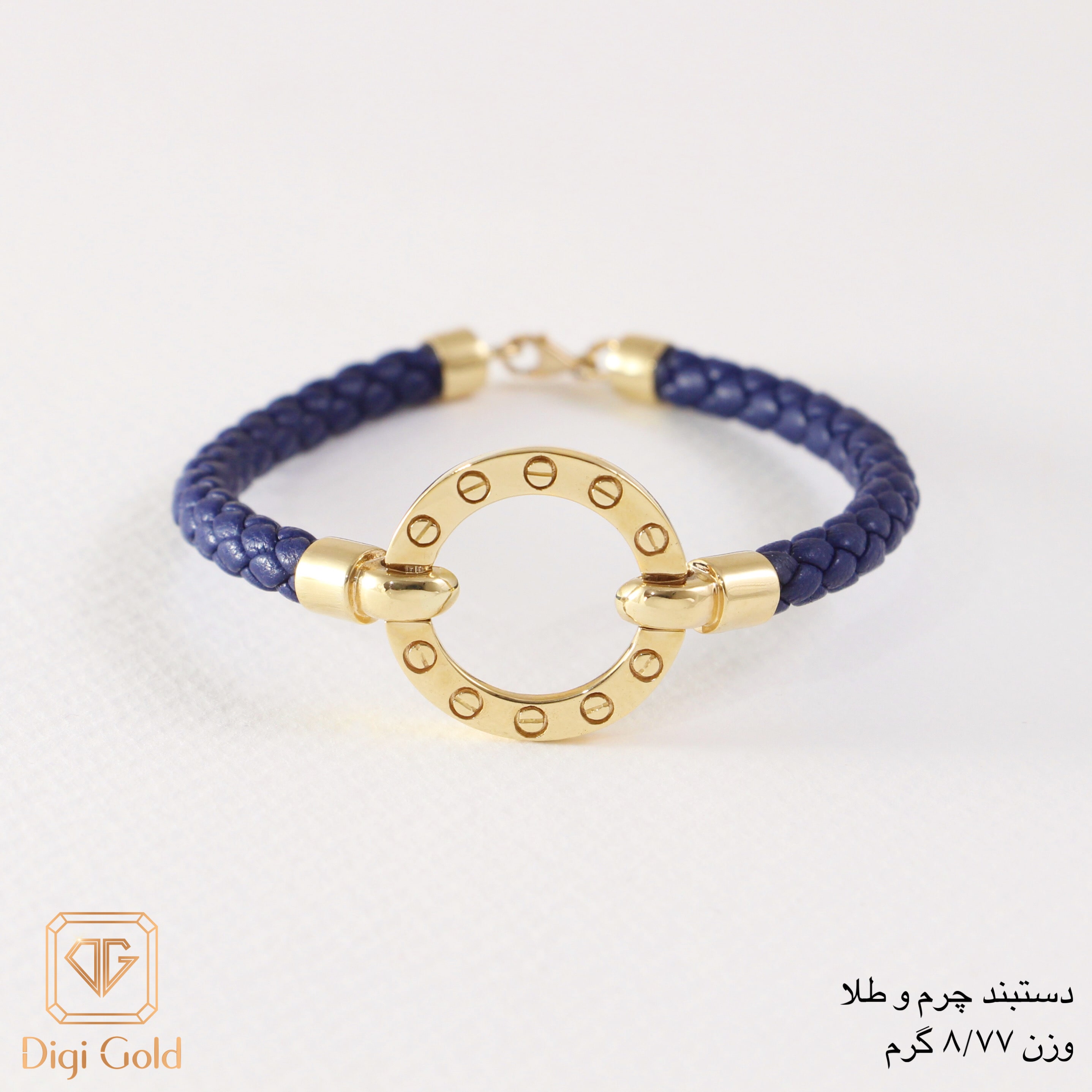 دستبند چرم و طلا